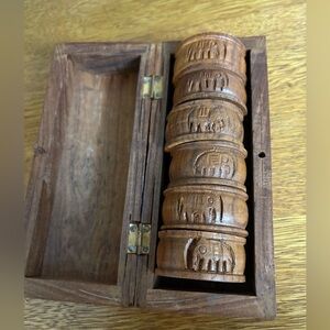 Vintage set of 6 Hand Carved Napkin Rings by JCS Co
